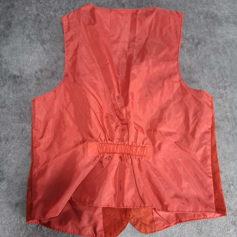 Vintage Red Suede Vest Kids with Snap Button Closure Rancher Western Rodeo - Picture 6 of 7